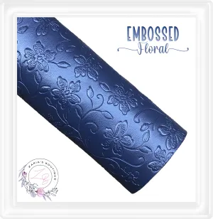 ⋅ Embossed Floral ⋅ Navy Blue ⋅ Vegan Faux Leather ⋅