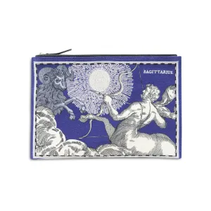 Embroidered Pouch, Astro Sagittarius In Blue #9