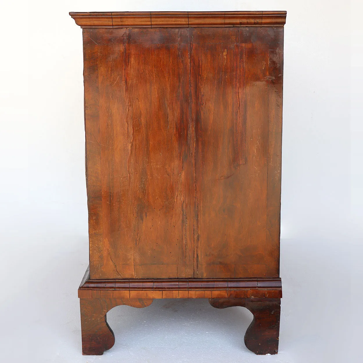 English Chippendale Burl Walnut Veneer Chest of Drawers