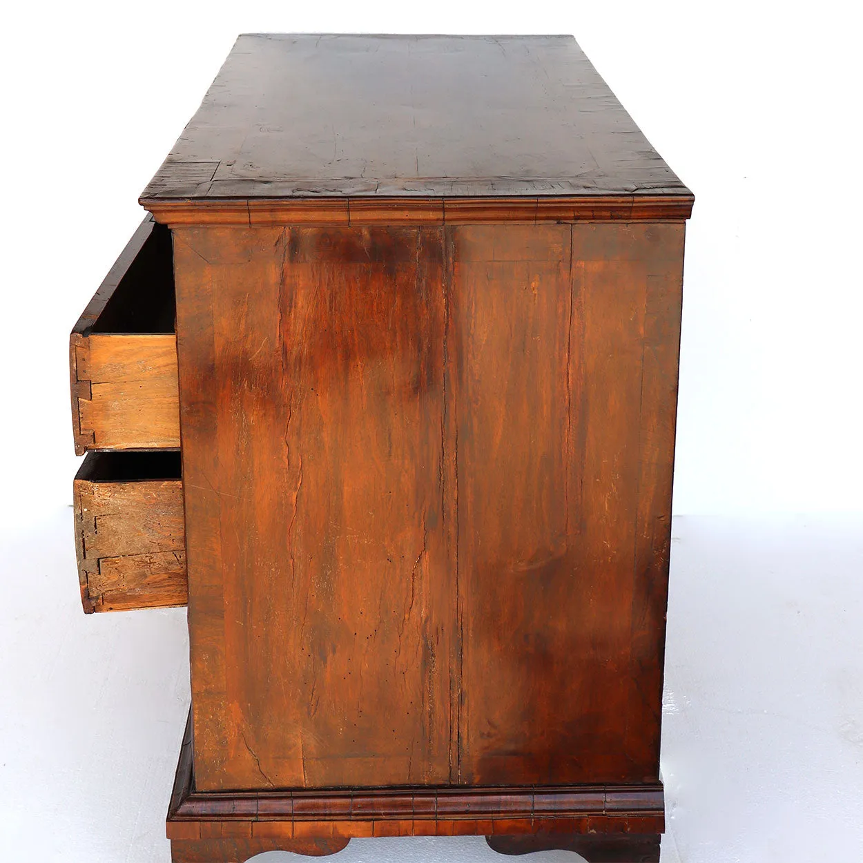 English Chippendale Burl Walnut Veneer Chest of Drawers