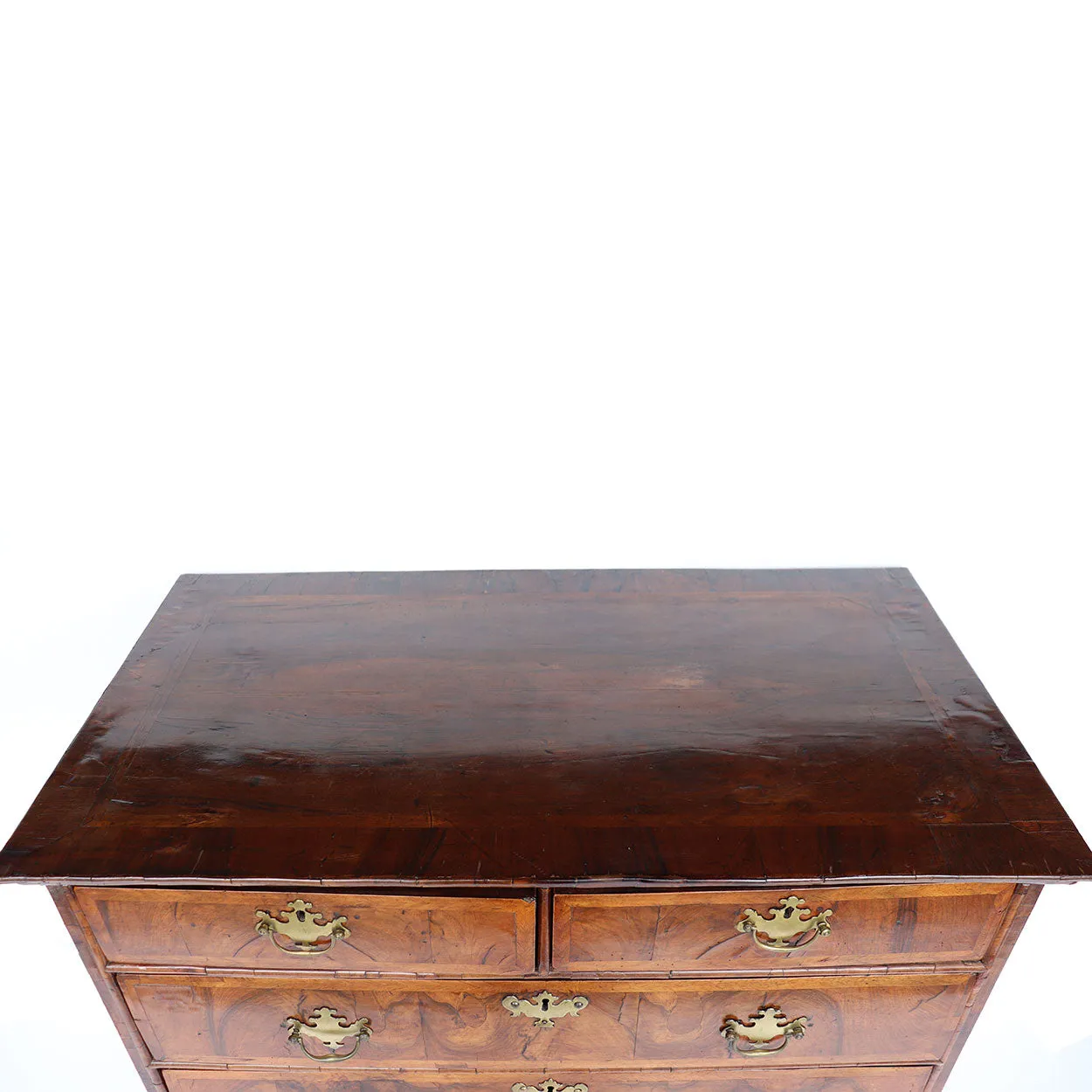 English Chippendale Burl Walnut Veneer Chest of Drawers