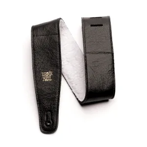 Ernie Ball 2.5 inch Adjustable Italian Leather Strap with Fur Padding, Black