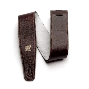 Ernie Ball 2.5 inch Adjustable Italian Leather Strap with Fur Padding, Chestnut
