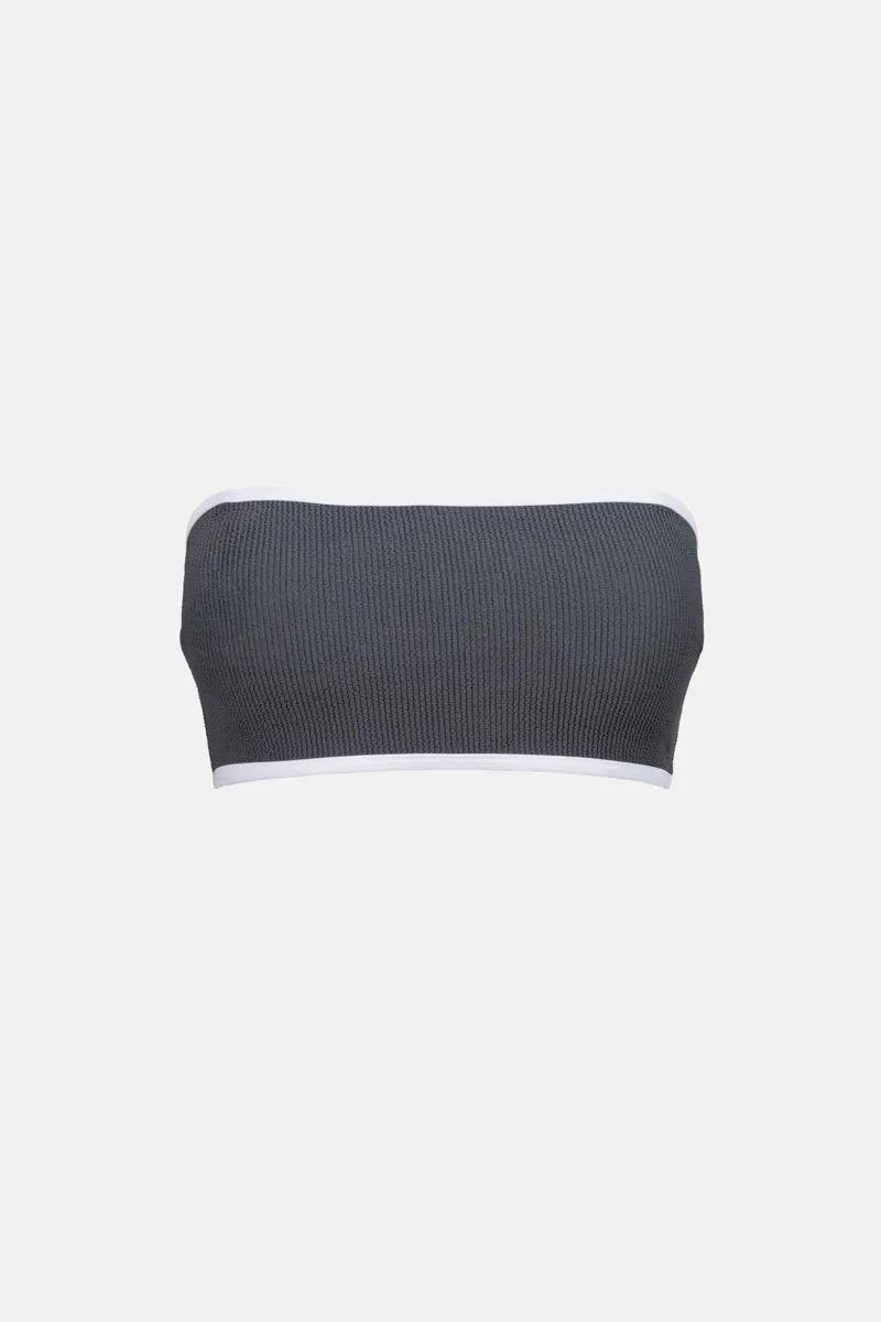 Essential Rib Contrast Bandeau Top Graphite