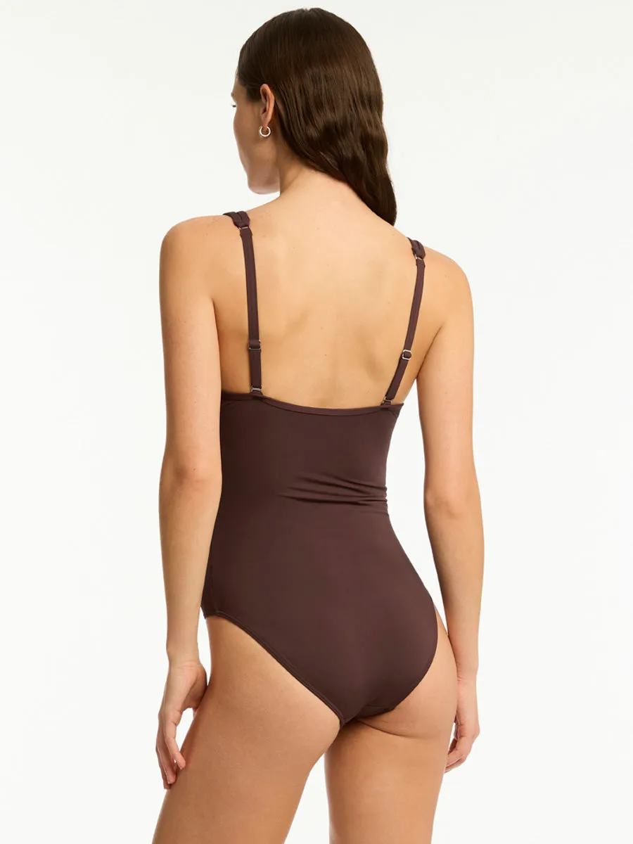 Essentials Spliced One Piece in Cocoa