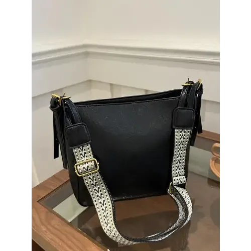 Exciting Brown Faux Leather Adjustable Strap Crossbody Bag
