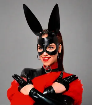 Faux Leather Bunny Mask by Scandals for Costume Parties, Cosplay, and Themed Events