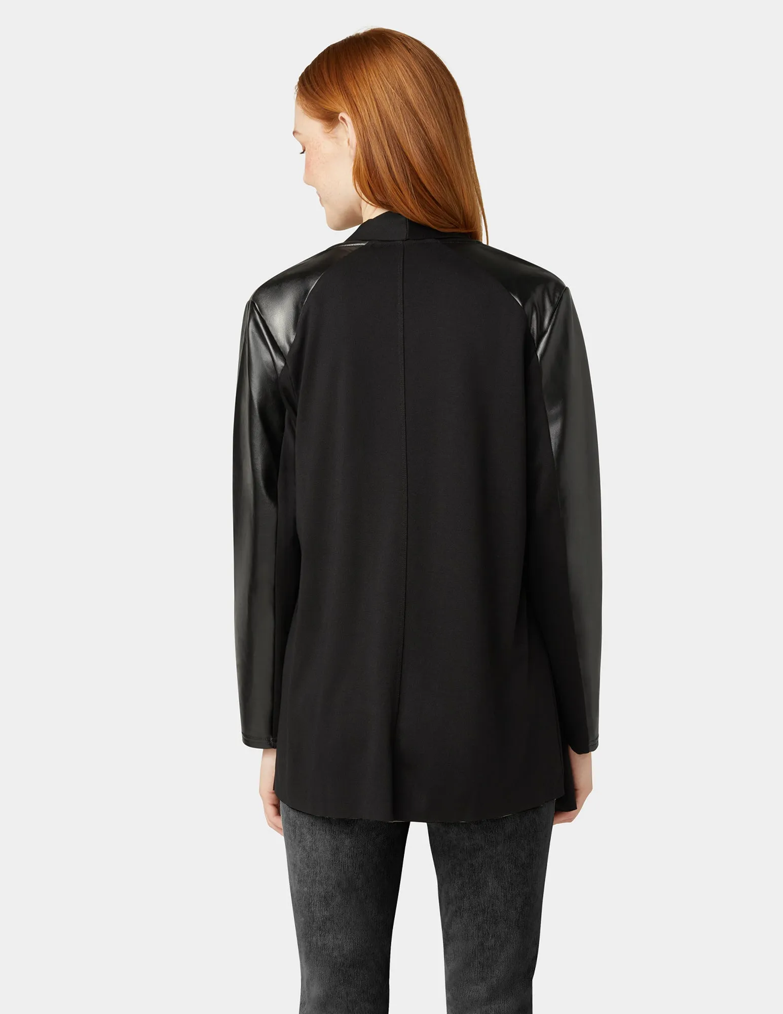 Faux Leather Cardigan