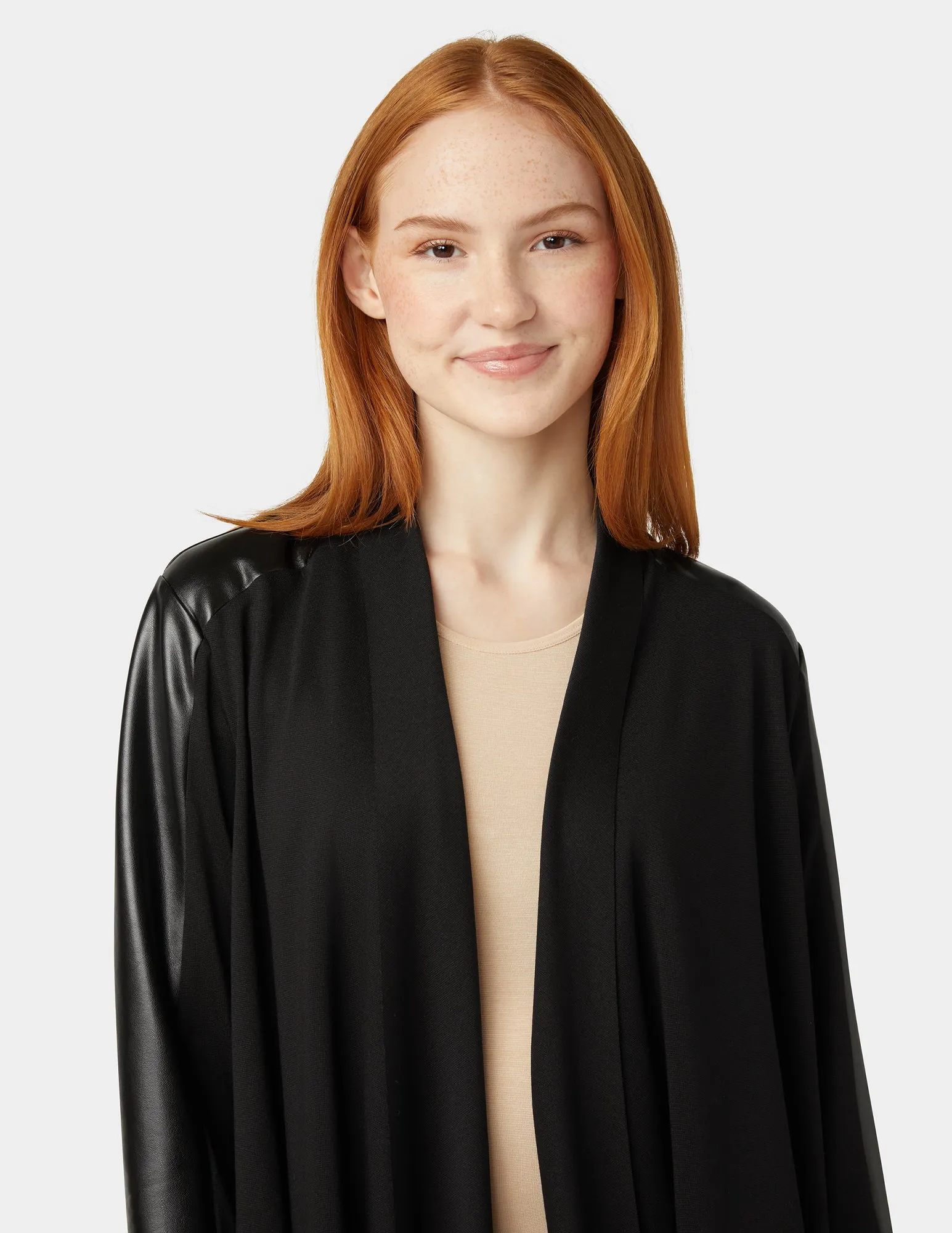 Faux Leather Cardigan