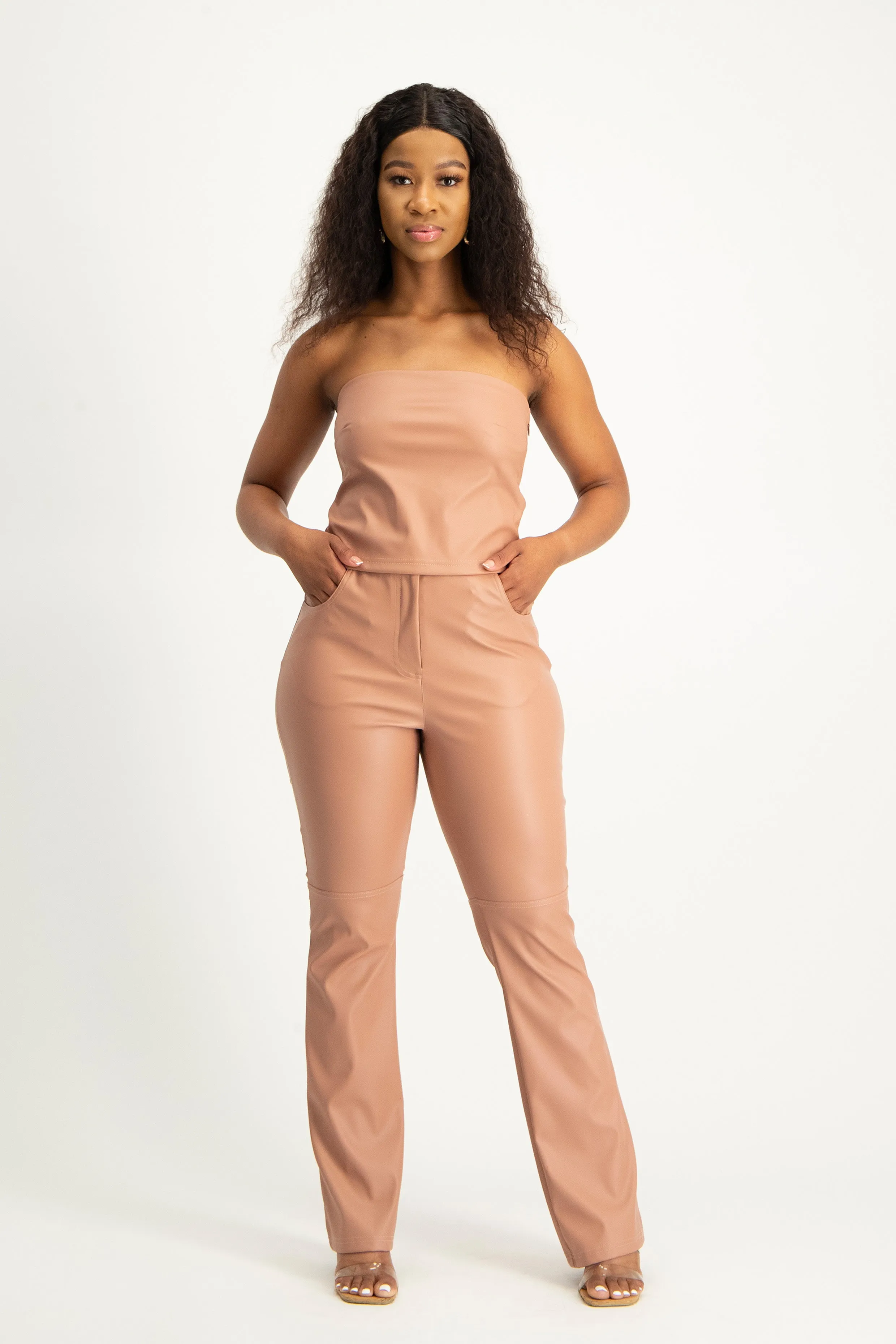 Faux Leather Strapless Top