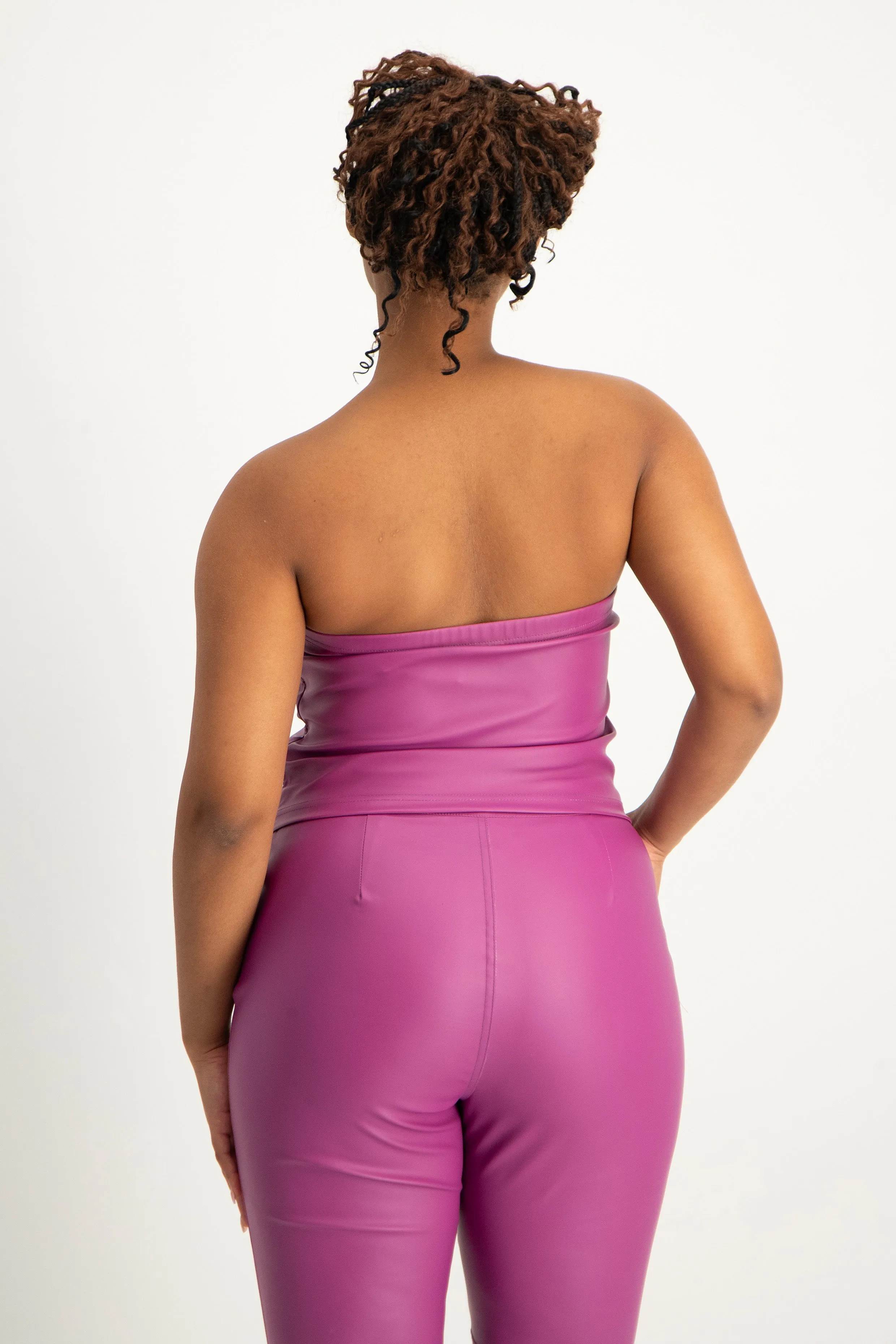 Faux Leather Strapless Top