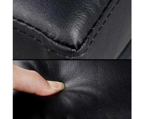 Faux PU Leather Storage Ottoman - Black