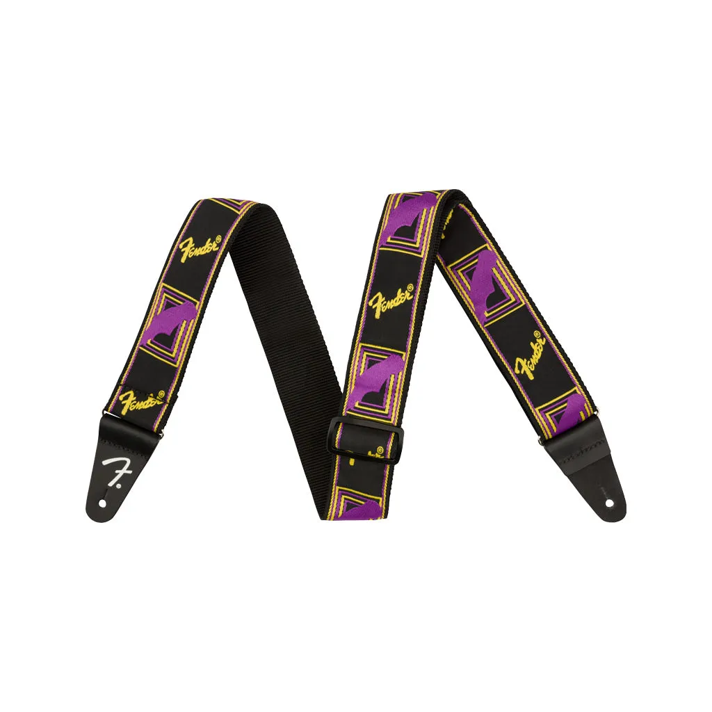 Fender Neon Monogram Guitar Strap, Purple/Yellow