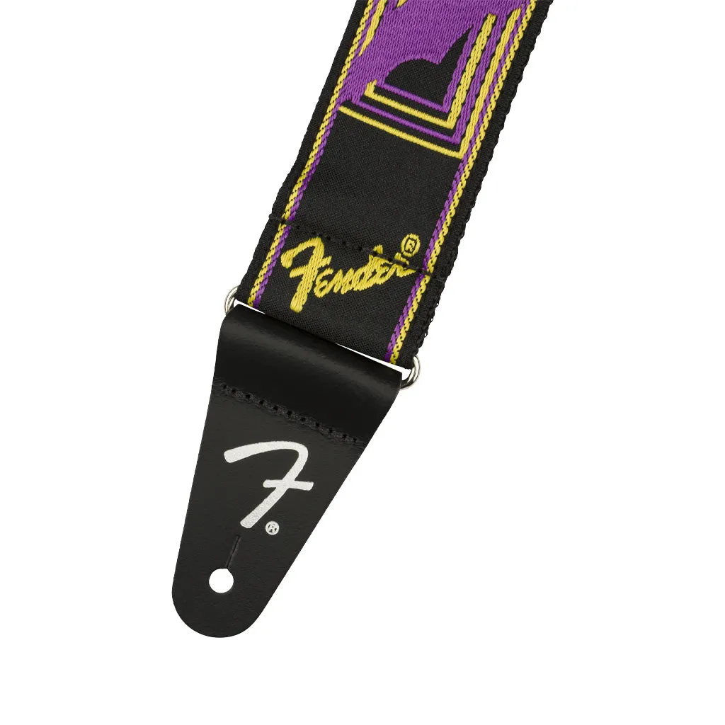 Fender Neon Monogram Guitar Strap, Purple/Yellow