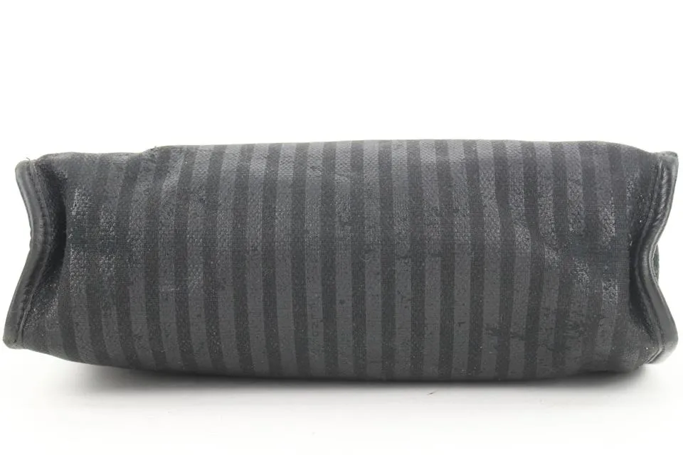 Fendi Black Pequin Stripe Cosemtic Pouch Make Up Case 54ff115