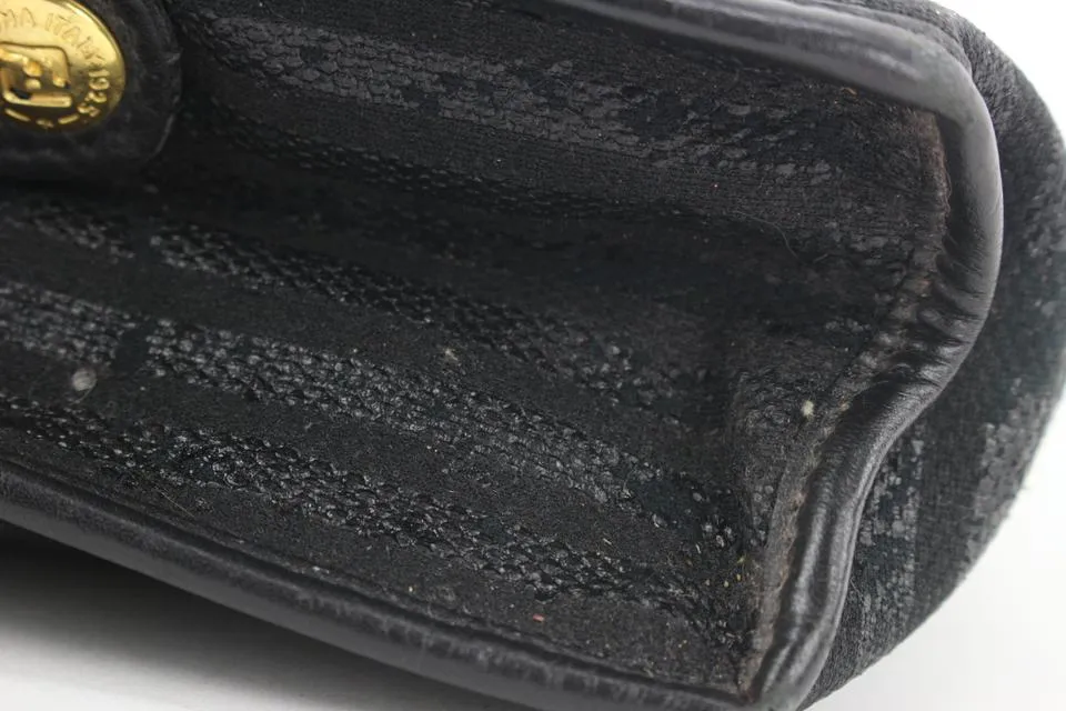 Fendi Black Pequin Stripe Cosemtic Pouch Make Up Case 54ff115