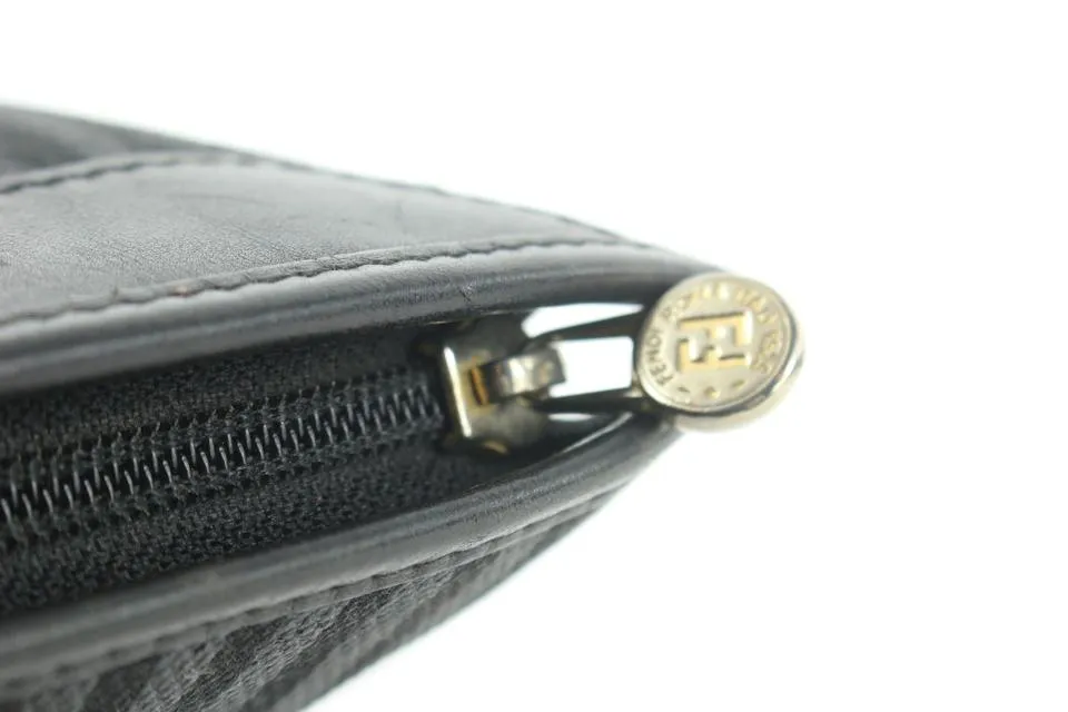 Fendi Black Pequin Stripe Cosemtic Pouch Make Up Case 54ff115