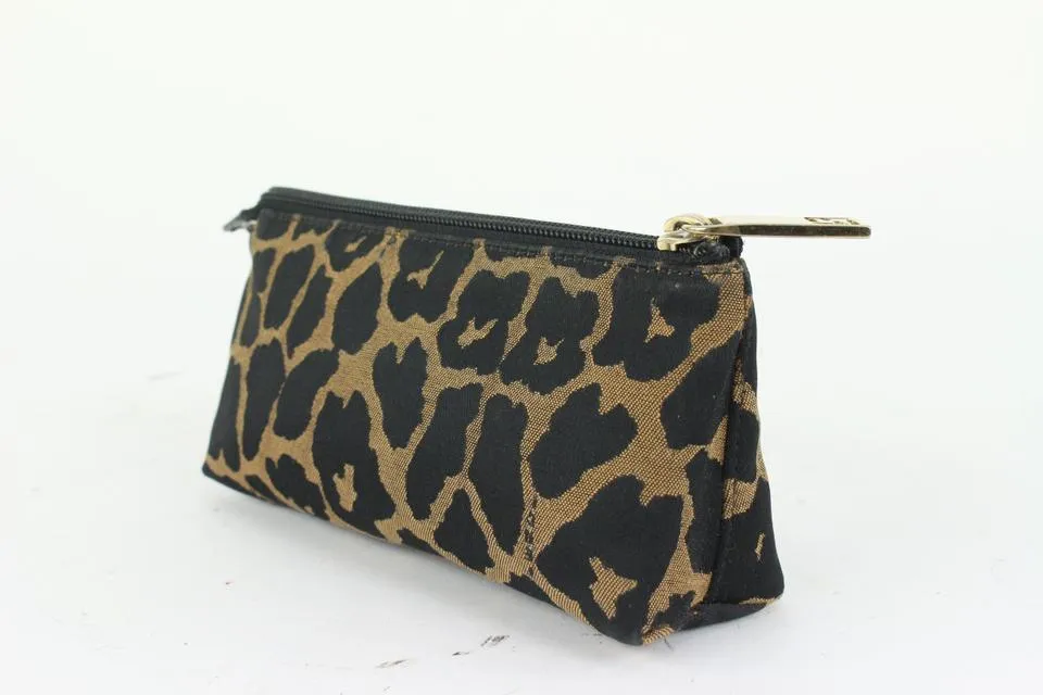 Fendi Brown x Black Leopard Cheetah Cosmetic Pouch 914ff45