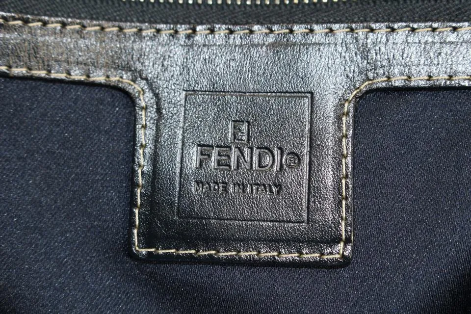 Fendi Navy x Grey Monogram FF Zucca Roll Shopper Tote Bag 60f414s