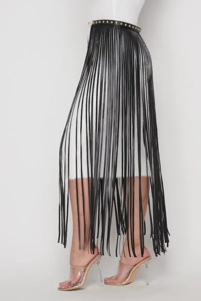 Festive Fringe Belt - Black -