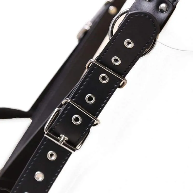 Fetish Open Leg Bondage PU Leather Neck-Legs Straps Bed Harness ST8