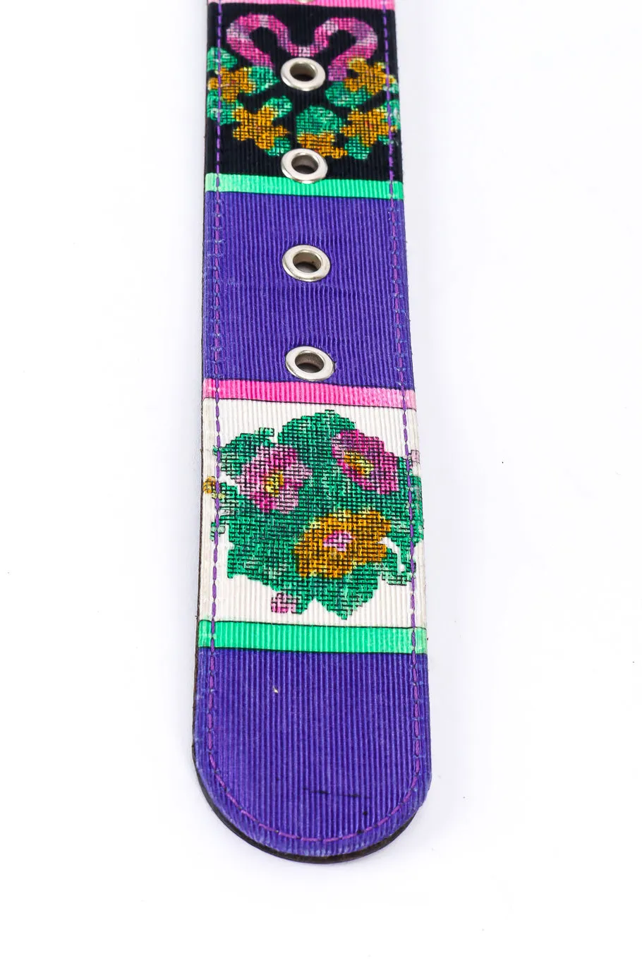Floral Needlepoint Medallion Belt