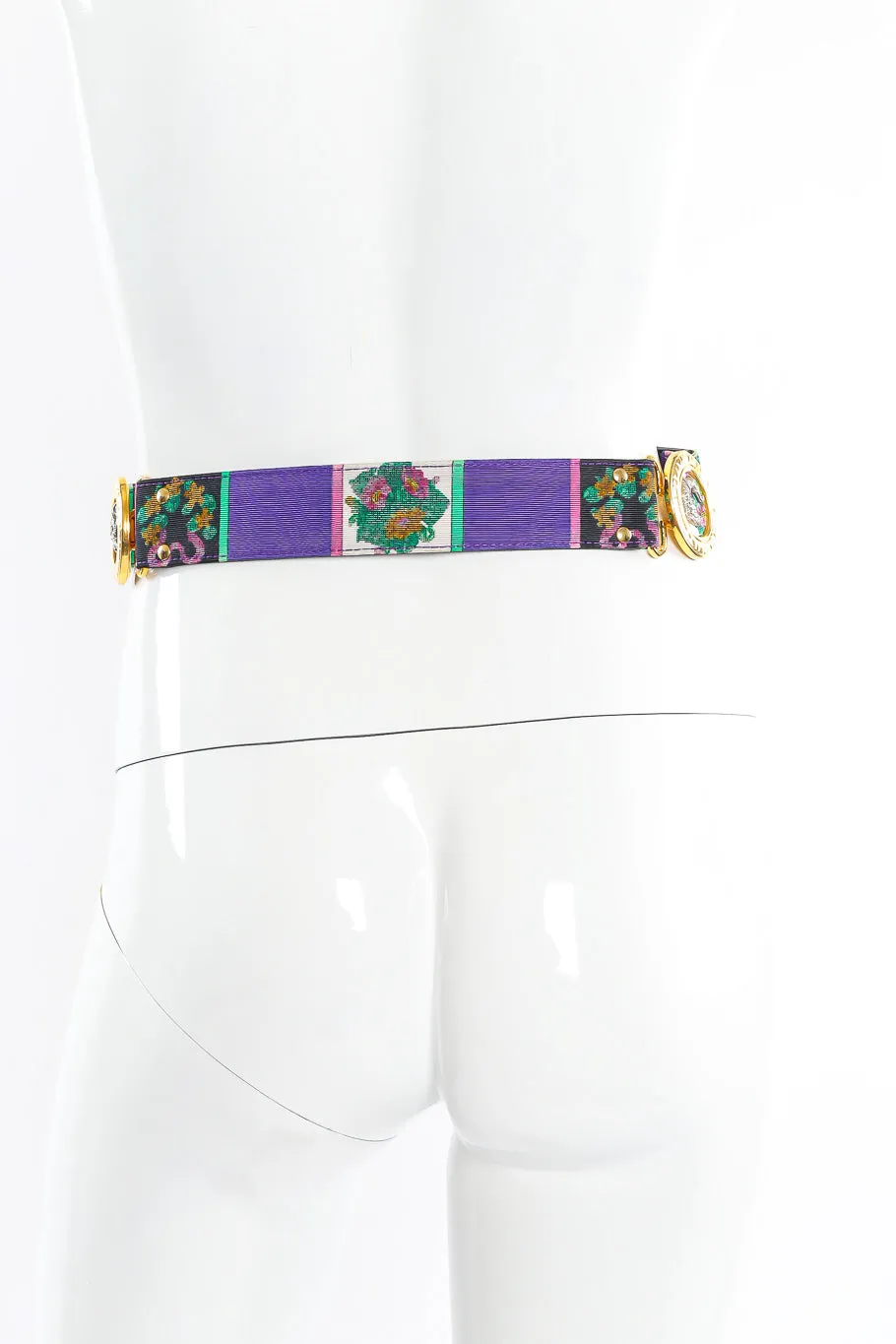 Floral Needlepoint Medallion Belt