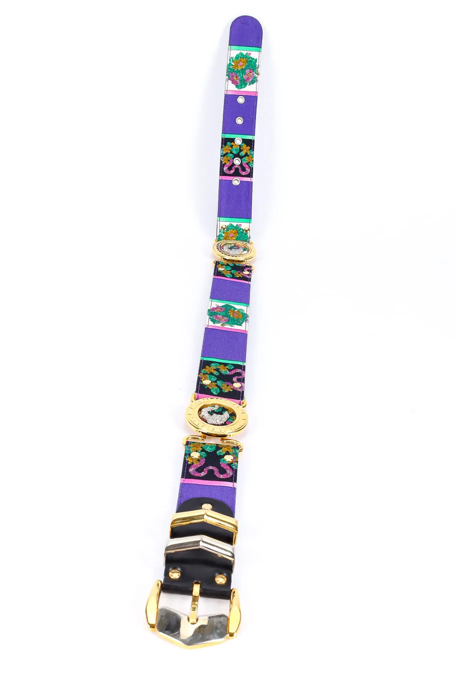 Floral Needlepoint Medallion Belt