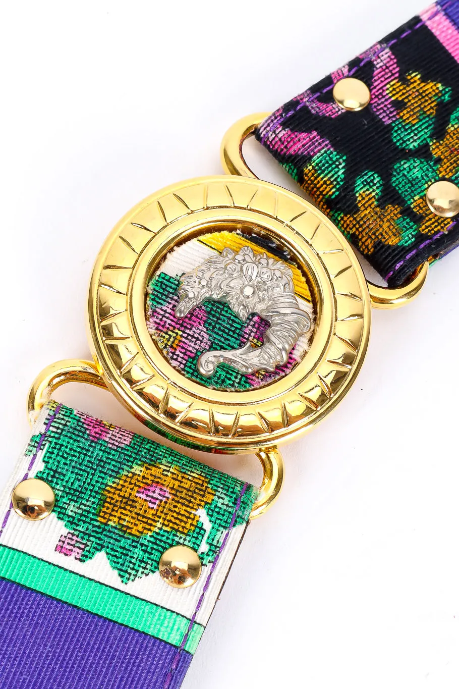 Floral Needlepoint Medallion Belt