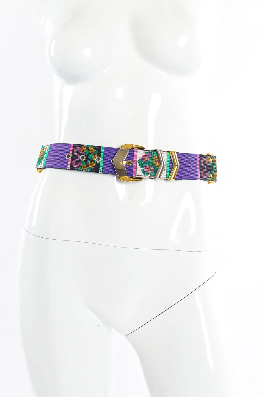 Floral Needlepoint Medallion Belt