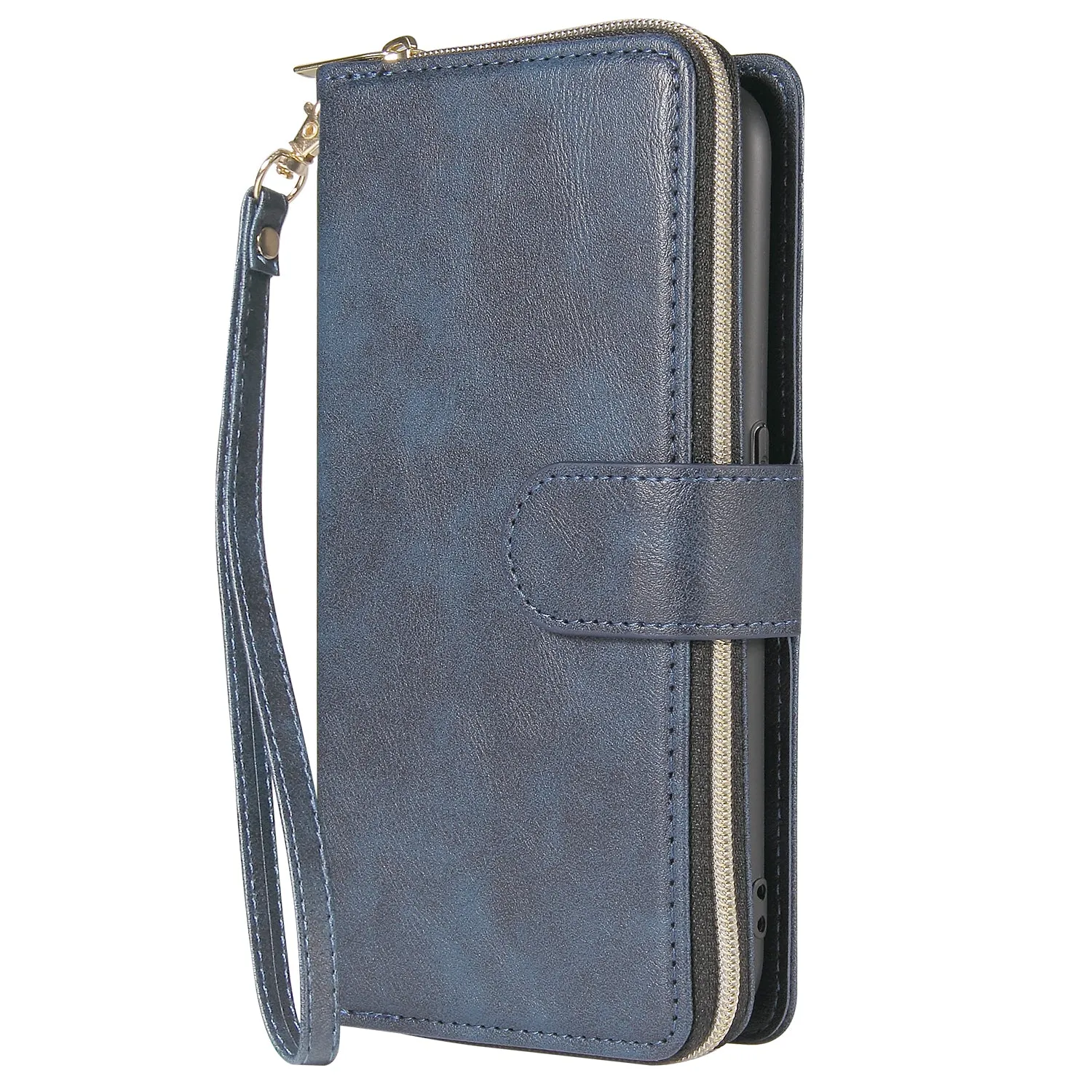 For Samsung A01/A21/A31/A41/A51 Pu Leather  Mobile Phone Cover Zipper Card Bag   Wrist Strap brown