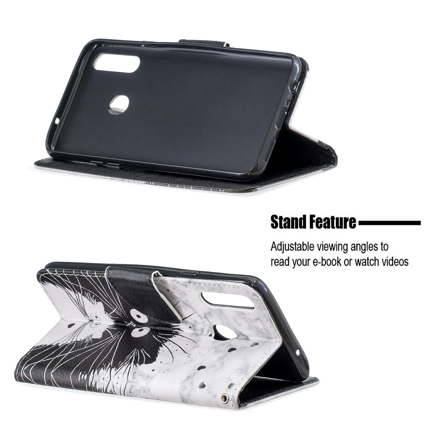 For Samsung A10S/A20S Smartphone Case PU Leather Phone Shell Lovely Cartoon Pattern Card Slots Overall Protection Rainbow horse