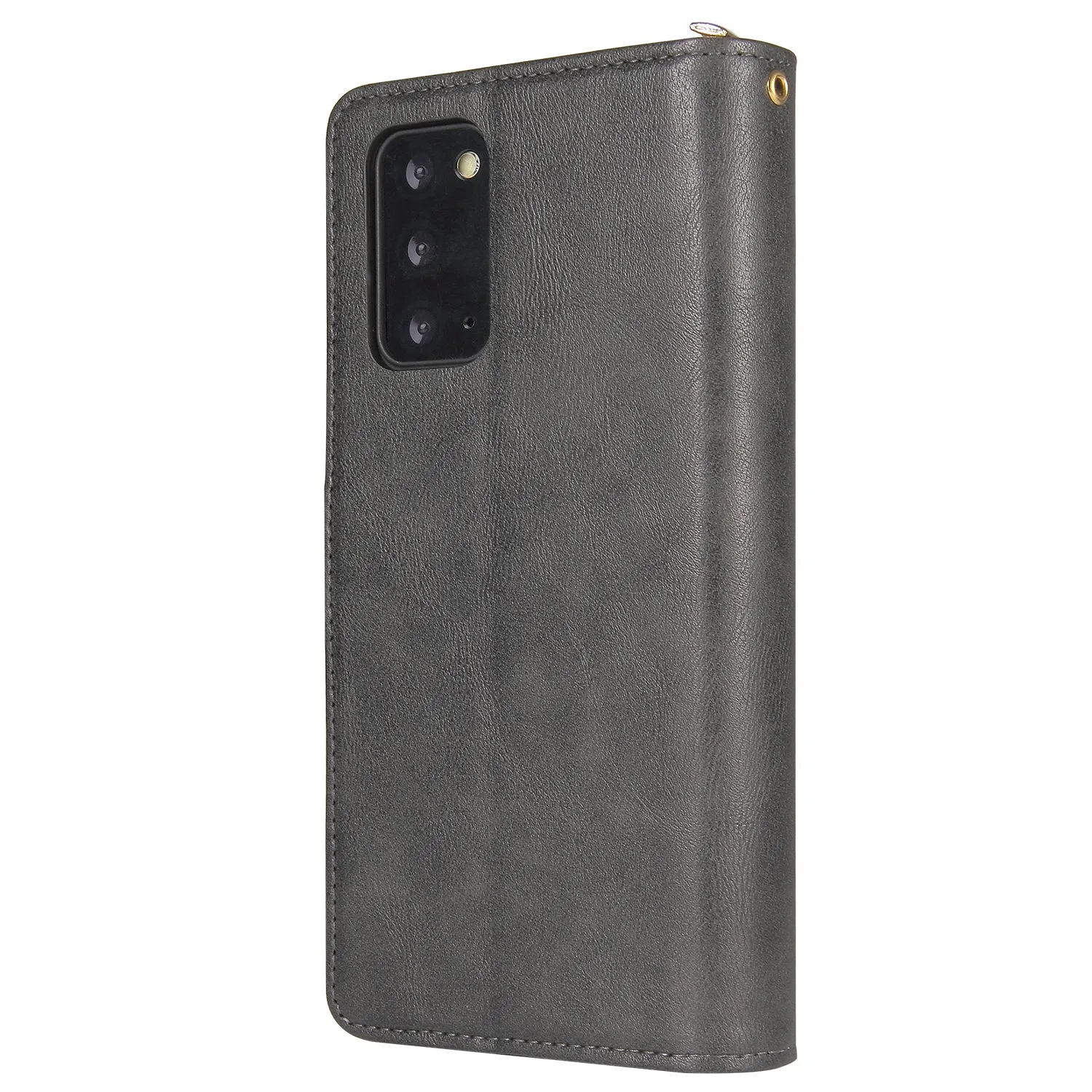 For Samsung A51 5G/A71 5G/Note 10 pro Pu Leather  Mobile Phone Cover Zipper Card Bag   Wrist Strap black