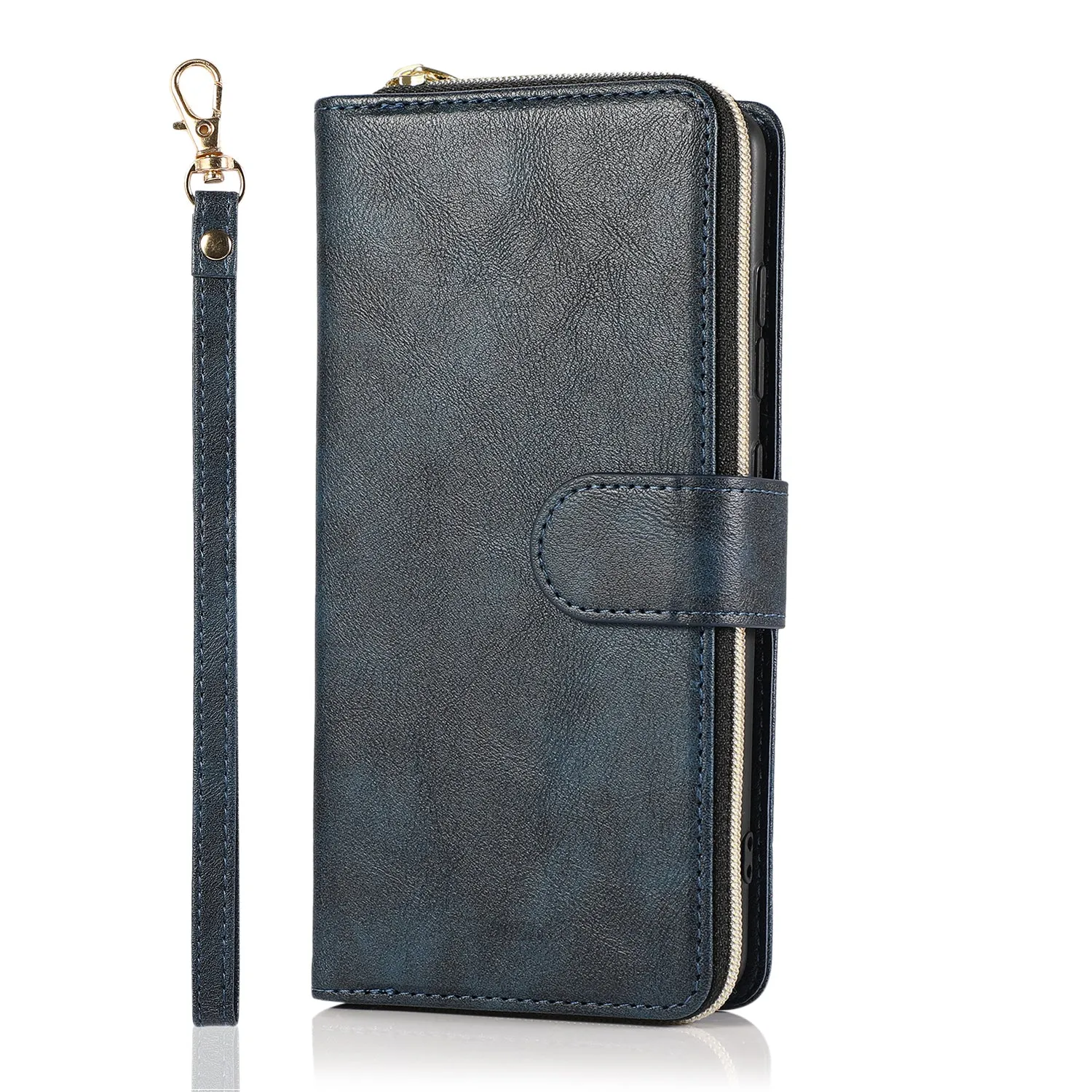For Samsung A51 5G/A71 5G/Note 10 pro Pu Leather  Mobile Phone Cover Zipper Card Bag   Wrist Strap Red wine