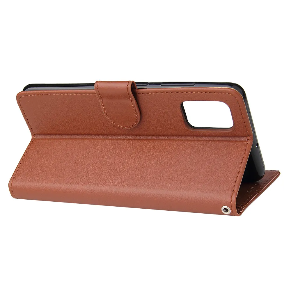 For Samsung A71 Phone Case PU Leather Shell All-round Protection Precise Cutout Wallet Design Cellphone Cover  Black