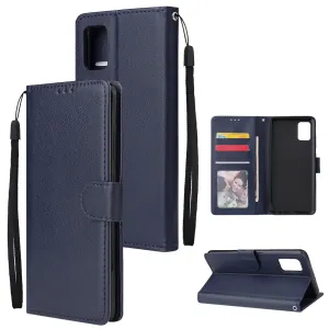For Samsung A71 Phone Case PU Leather Shell All-round Protection Precise Cutout Wallet Design Cellphone Cover  Blue
