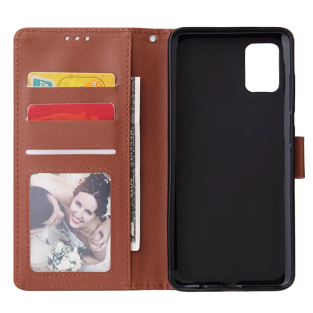 For Samsung A71 Phone Case PU Leather Shell All-round Protection Precise Cutout Wallet Design Cellphone Cover  Blue