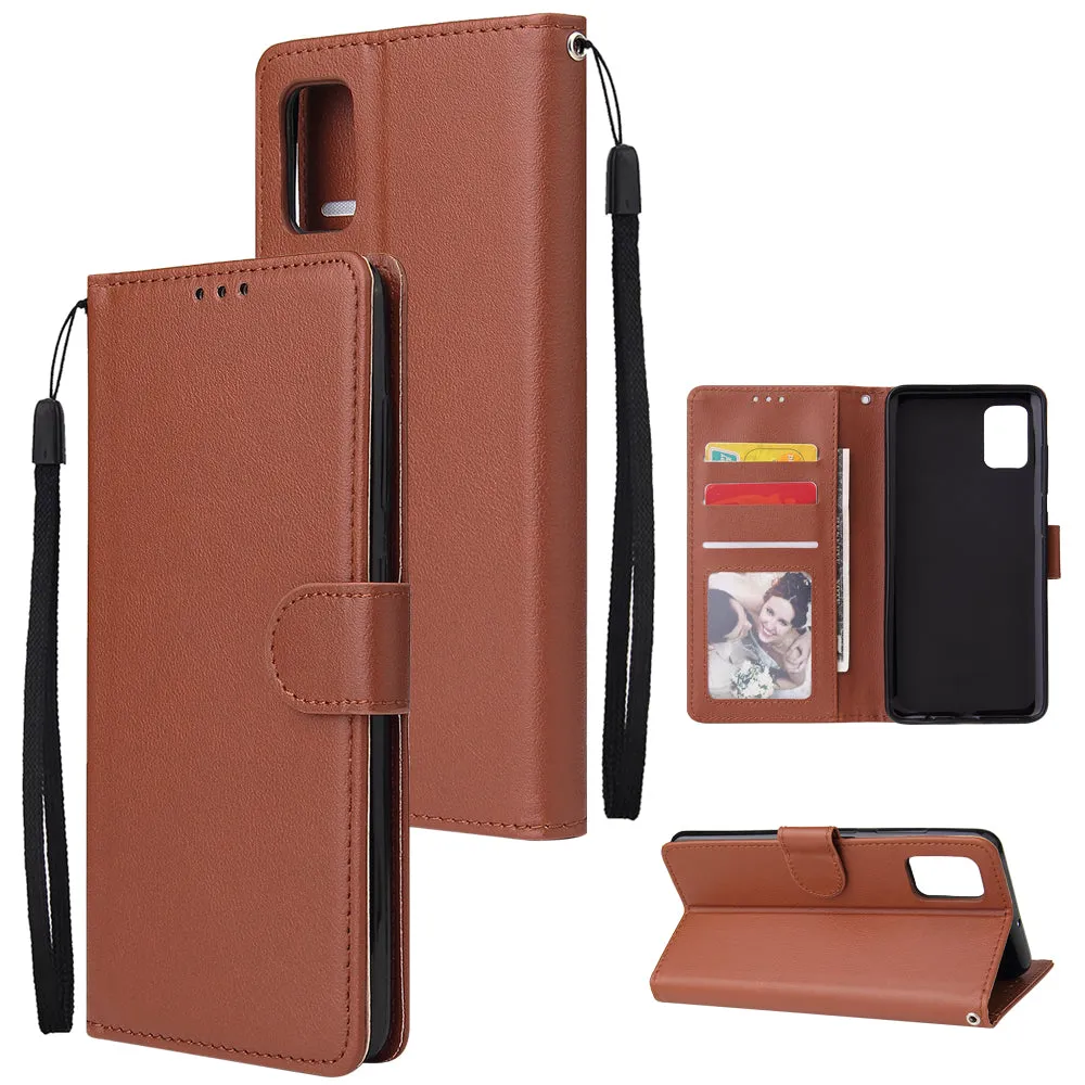For Samsung A71 Phone Case PU Leather Shell All-round Protection Precise Cutout Wallet Design Cellphone Cover  Blue