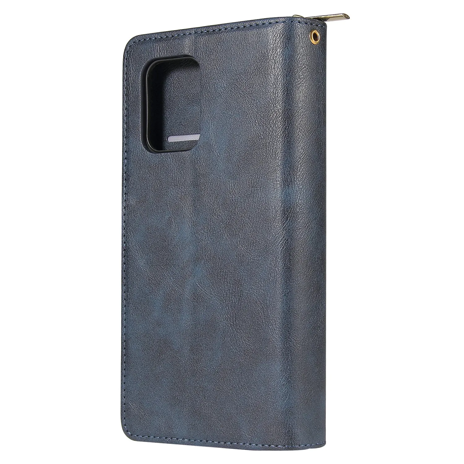 For Samsung S10/S20/S10E/ S10 Plus Pu Leather  Mobile Phone Cover Zipper Card Bag   Wrist Strap blue