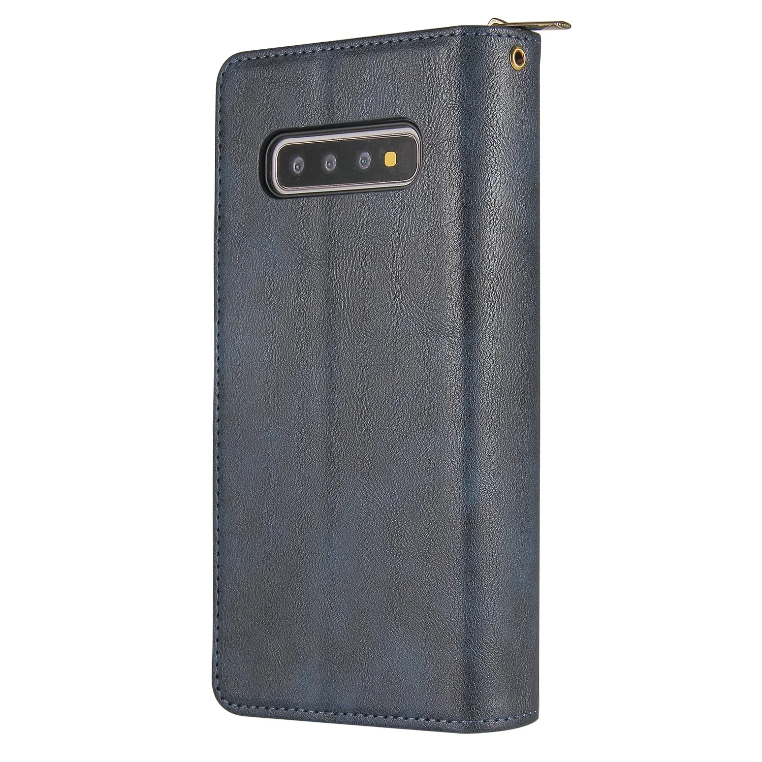 For Samsung S10/S20/S10E/ S10 Plus Pu Leather  Mobile Phone Cover Zipper Card Bag   Wrist Strap blue