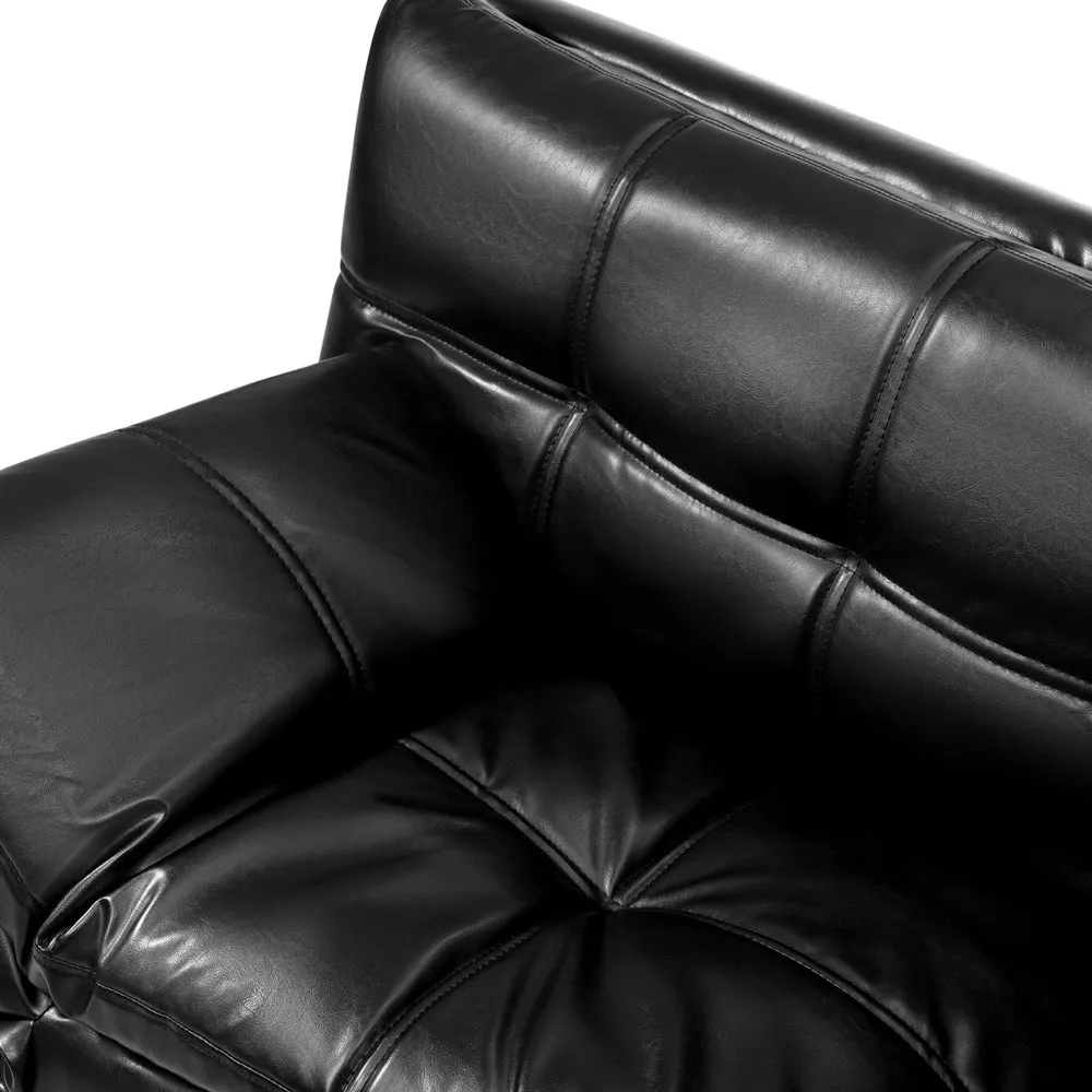 FOS Sofa Bed Convertible Leather 3-Seater Black