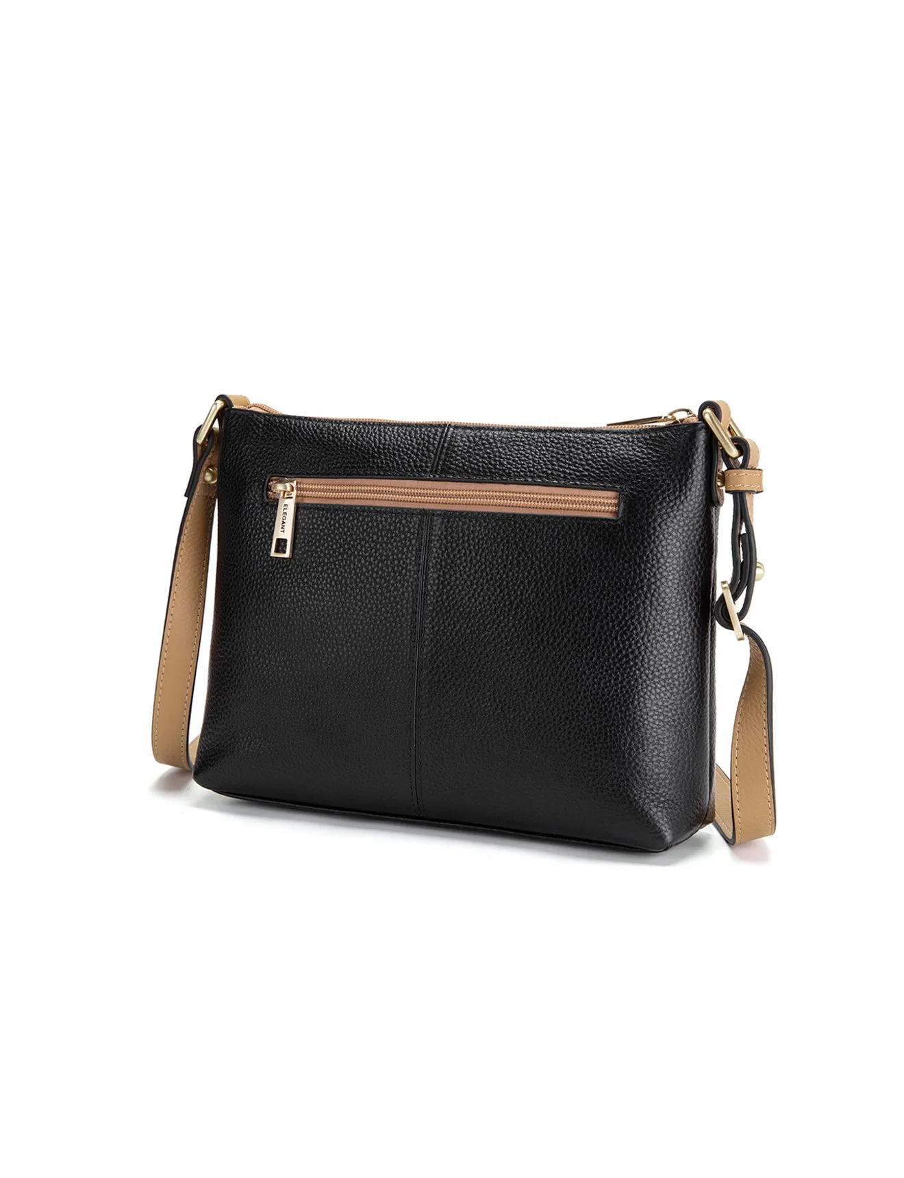 FRANCIS LEATHER XBODY BAG WITH RFID COMPARTMENT- E1-0840-BLK/CAM