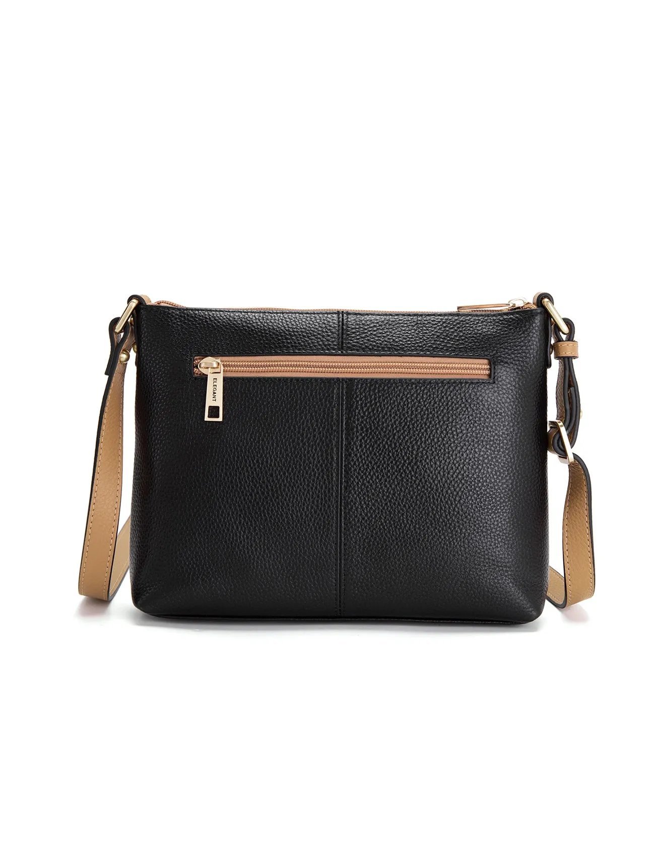 FRANCIS LEATHER XBODY BAG WITH RFID COMPARTMENT- E1-0840-BLK/CAM