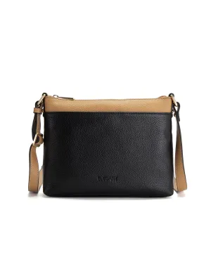 FRANCIS LEATHER XBODY BAG WITH RFID COMPARTMENT- E1-0840-BLK/CAM