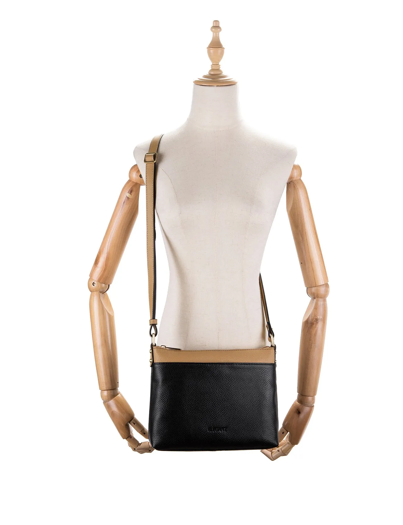 FRANCIS LEATHER XBODY BAG WITH RFID COMPARTMENT- E1-0840-BLK/CAM