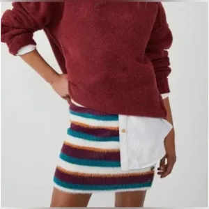 Free People Fig Jam Combo Ciara Fuzzy Sweater Mini Skirt size Small NWT