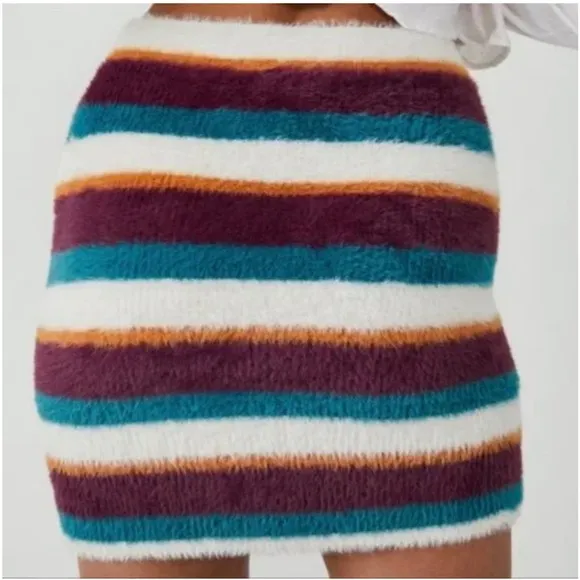 Free People Fig Jam Combo Ciara Fuzzy Sweater Mini Skirt size Small NWT