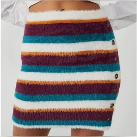 Free People Fig Jam Combo Ciara Fuzzy Sweater Mini Skirt size Small NWT