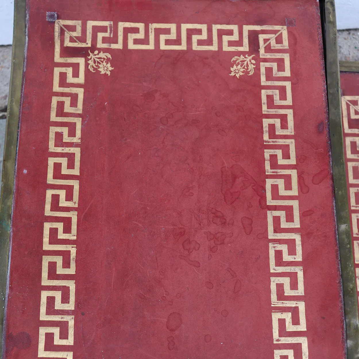 French Gothic Revival Brass and Red Leather Altar / Library Steps