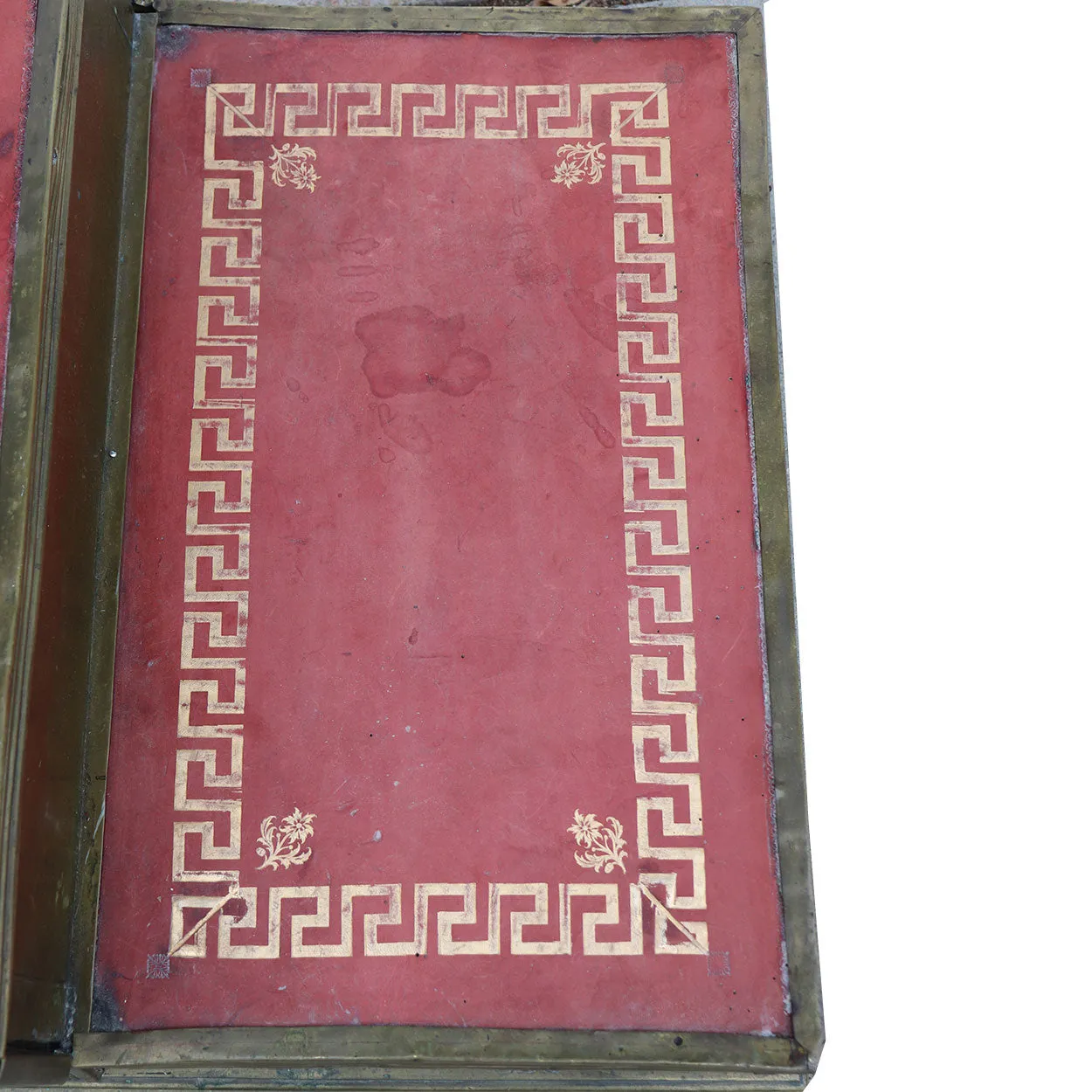 French Gothic Revival Brass and Red Leather Altar / Library Steps